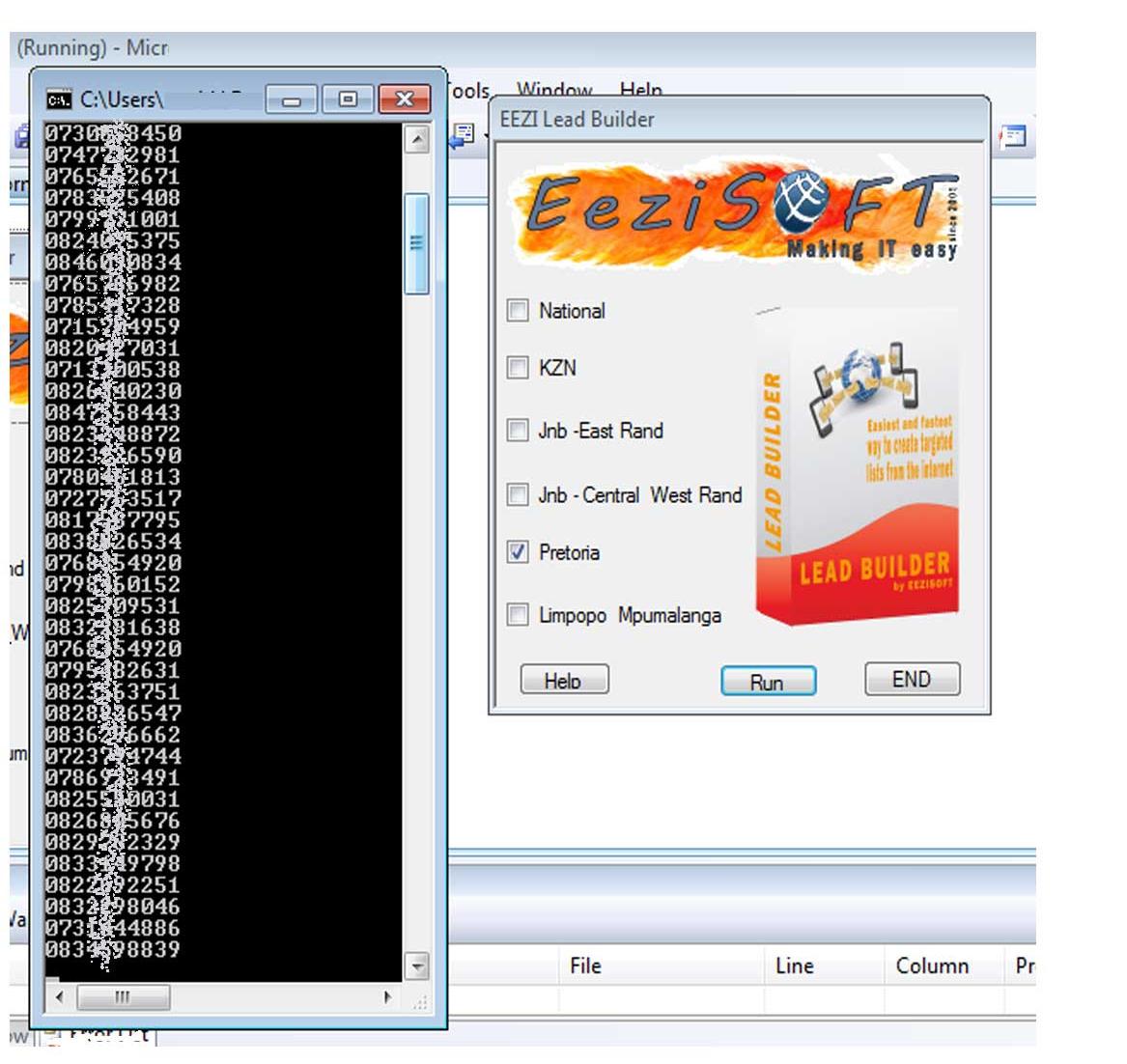Screen shot of LEAD BUILDER showing how easy it is to use